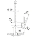 Bateria kuchenna Franke Atlas Neo z wyciąganą wylewką Stal szlachetna -rysunek techniczny 2- TwojeAGD.com