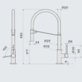 Bateria kuchenna Falmec Trevi Pro PVD Gunmetal Bateria zlewozmywakowa Falmec Trevi Pro PVD Gunmetal -Projekt techniczny- TwojeAGD.com