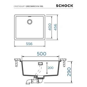Zlewozmywak SCHOCK GREENWICH N-100L Silverstone CRISTADUR - TwojeAGD.com