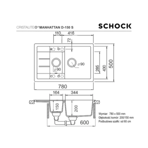 Zlewozmywak SCHOCK MANHATTAN D-150S Croma CRISTALITE - TwojeAGD.com