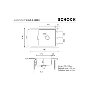 Zlewozmywak SCHOCK MONO D-100XS Stone CRISTADUR - TwojeAGD.com