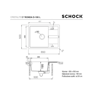 Zlewozmywak SCHOCK RONDA D-100L Croma CRISTALITE - TwojeAGD.com
