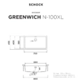 Zlewozmywak SCHOCK GREENWICH N-100XL Polaris CRISTADUR Zlewozmywak SCHOCK GREENWICH N-100XL Polaris CRISTADUR® - Rysunek techniczny