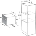 Piekarnik Gorenje BCM4547DG Czarny, kompaktowy z mikrofalą Kompaktowy piekarnik z mikrofalą do zabudowy Gorenje BCM4547DG Czarny - Schemat zabudowy