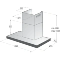 Okap Gorenje WHT9SYB 90 cm Czarny, kominowy Okap kominowy Gorenje WHT9SYB 90 cm Czarny - Rysunek techniczny
