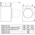 Pralka Gorenje W1PNA84A2TSWIFI/PL, wolnostojąca Pralka wolnostojąca Gorenje W1PNA84A2TSWIFI PL - Rysunek techniczny