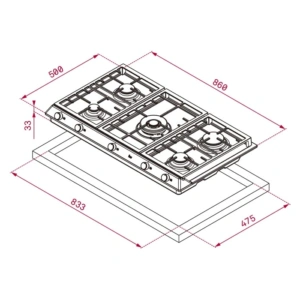 Płyta gazowa Teka EX 90.1 5G AI AL DR CI NTB (E4) 90 cm Stal nierdzewna 112610038 - TwojeAGD.com