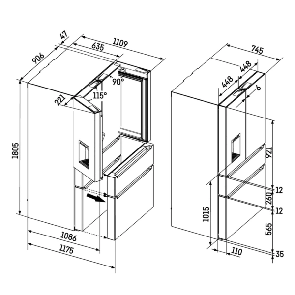 Chłodziarko-zamrażarka Liebherr MBsddi 9524 Plus BioFresh NoFrost French Door z kostkarką, wolnostojąca Chłodziarko-zamrażarka Liebherr MBsddi 9524 Plus BioFresh NoFrost French Door z kostkarką, wolnostojąca - TwojeAGD.com 8