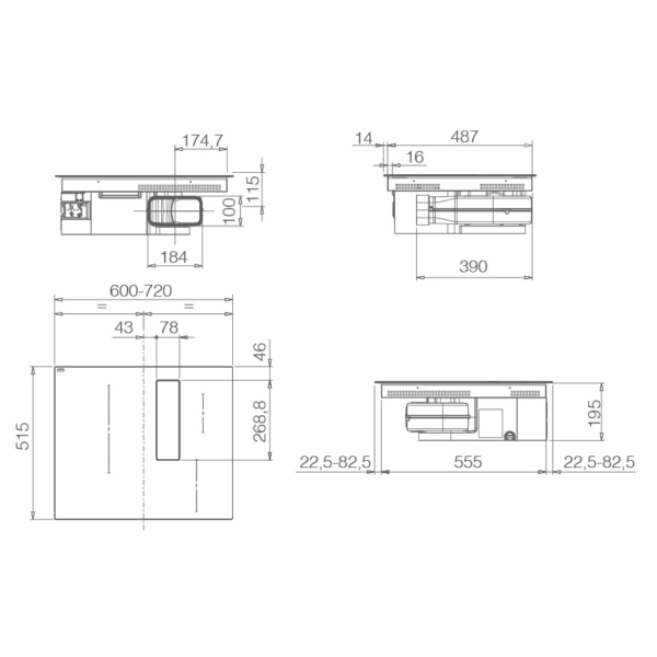 Płyta indukcyjna z okapem Elica NIKOLATESLA FIT 3Z SL BL/A/72 (wyciąg) Czarne szkło PRF0211839 - TwojeAGD.com 5